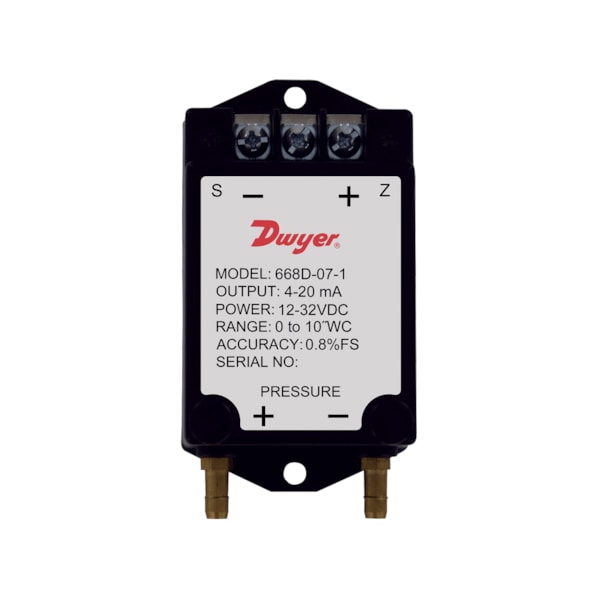 Dwyer Instruments Compact differential pressure transmitter, 0 to 5 VDC, 0 to 1inwc 668D-04-3 - main